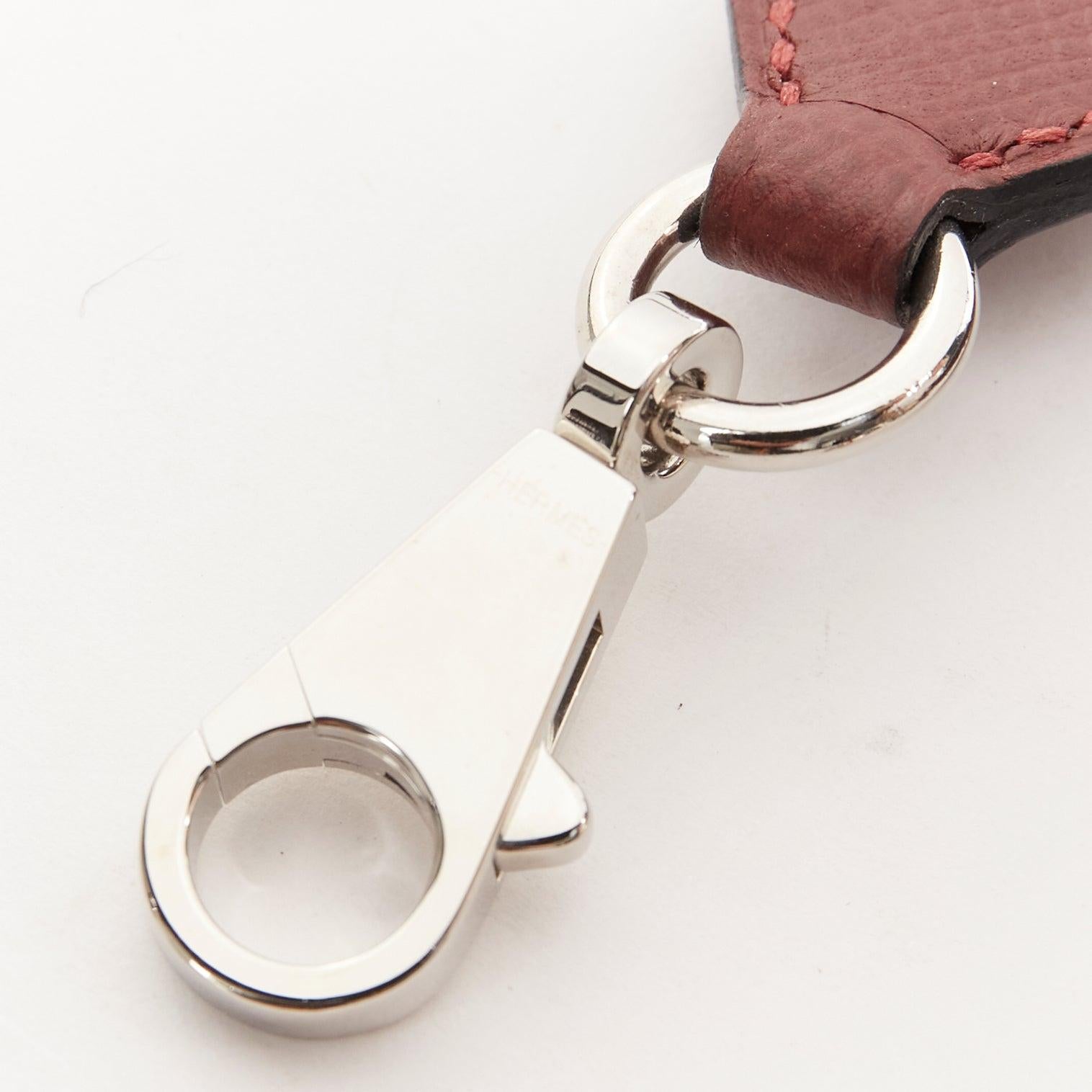 HERMES Sangle 25 brown white woven leather silver hardware bag strap 1