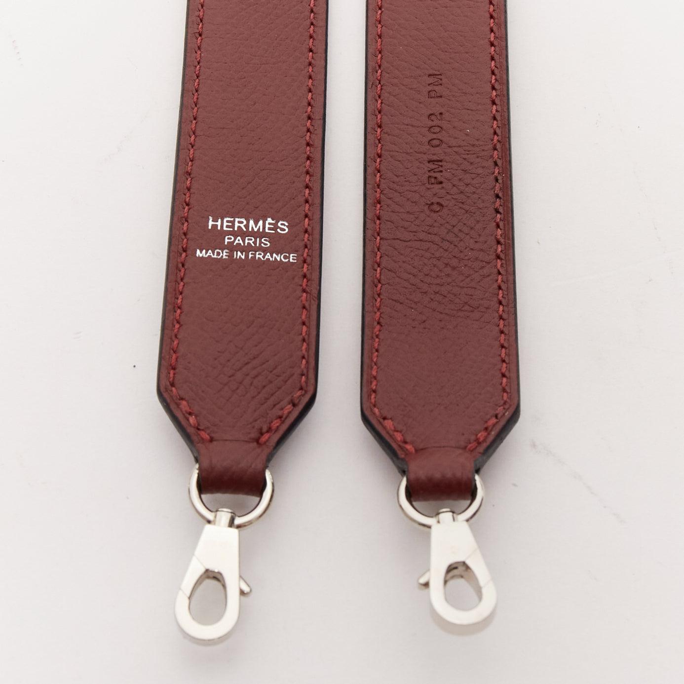 Women's or Men's HERMES Sangle 25 brown white woven togo leather silver hardware bag strap For Sale