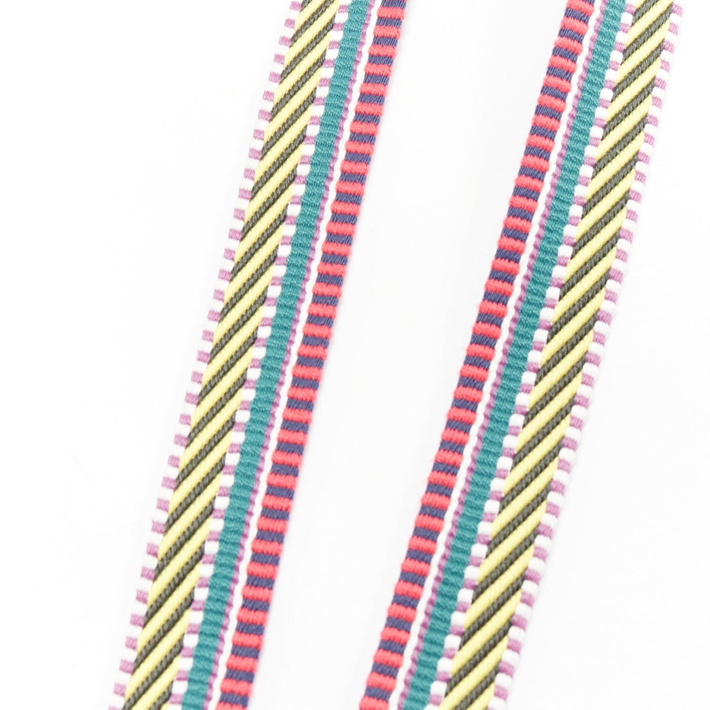 HERMES Sangle 25 multicolour chevron stripes woven silver hardware bag strap For Sale 1