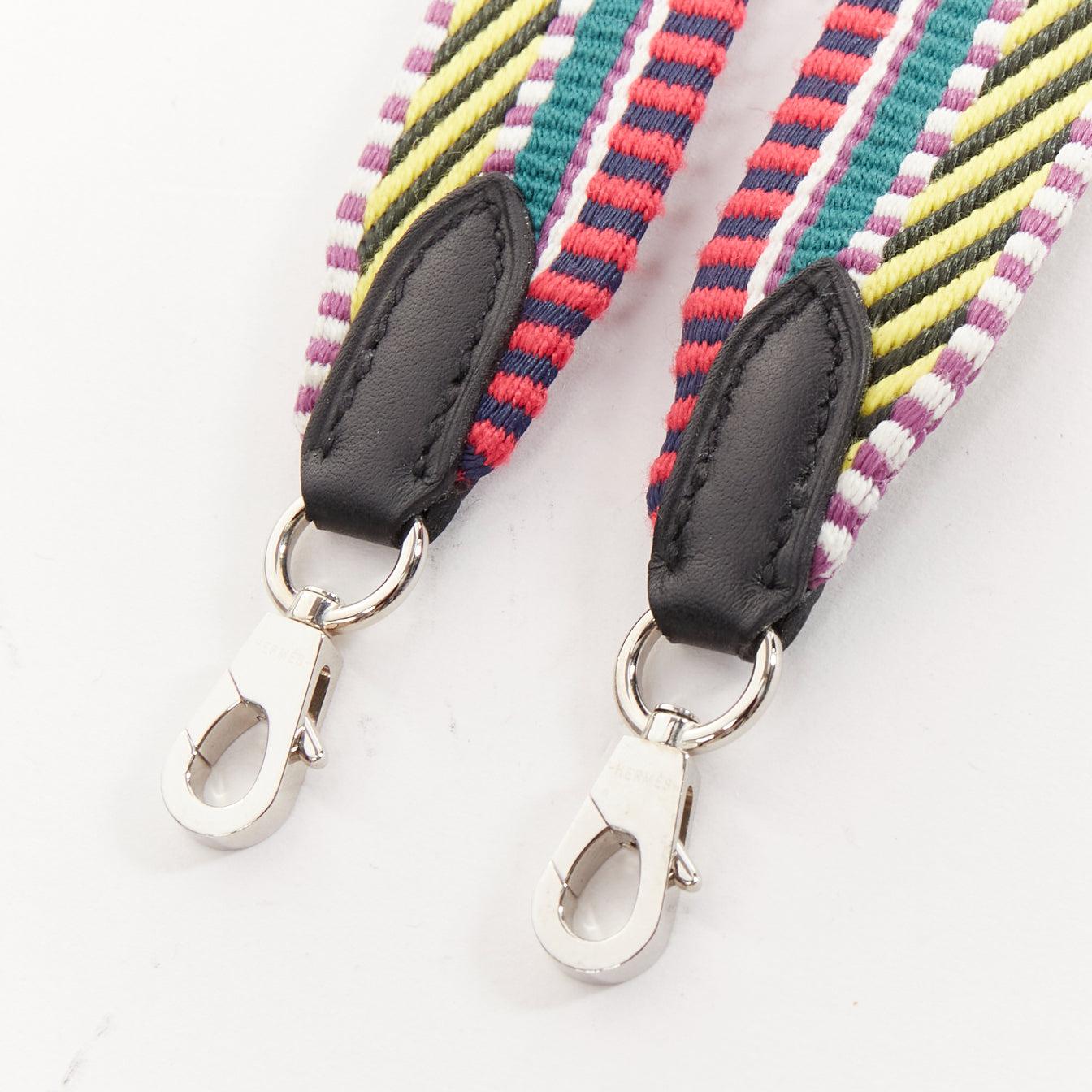Women's HERMES Sangle 25 multicolour chevron stripes woven silver hardware bag strap