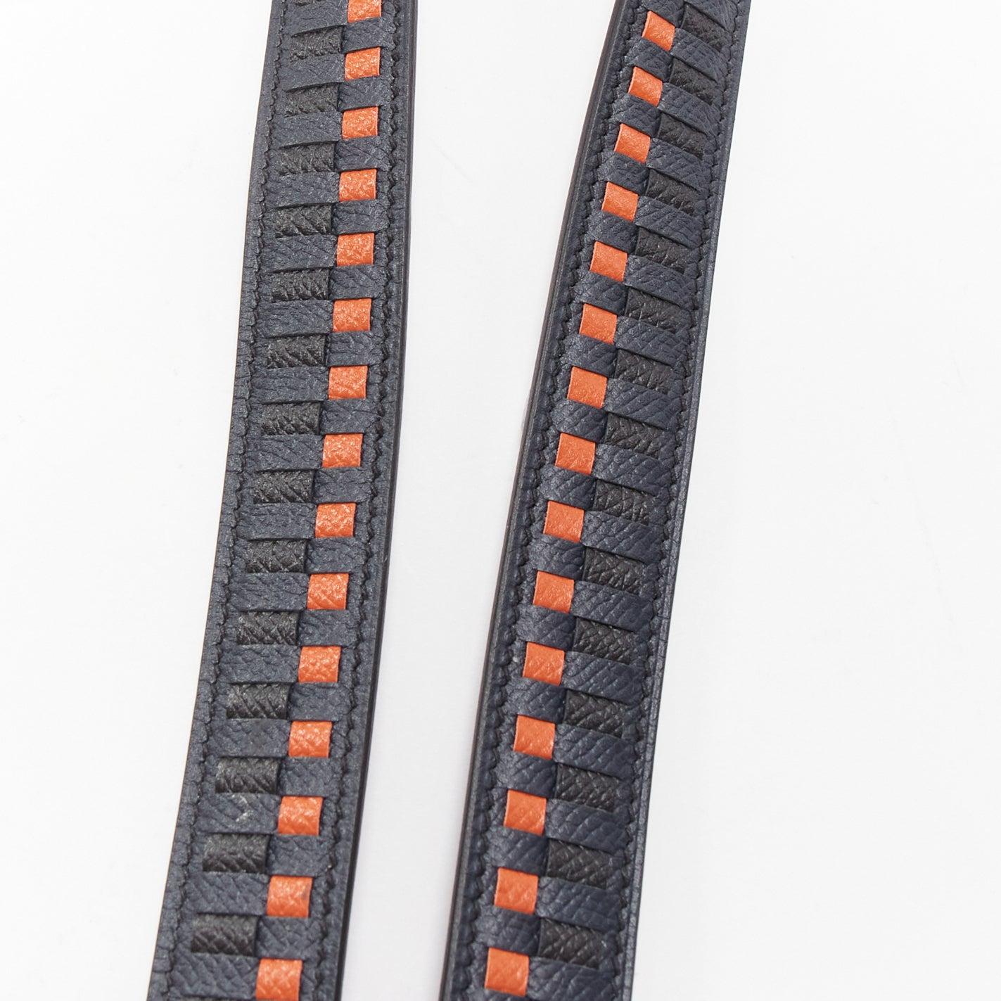 HERMES Sangle 25 orange black woven leather gold hardware bag strap 1
