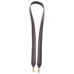 HERMES Sangle 25 orange black woven leather gold hardware bag strap