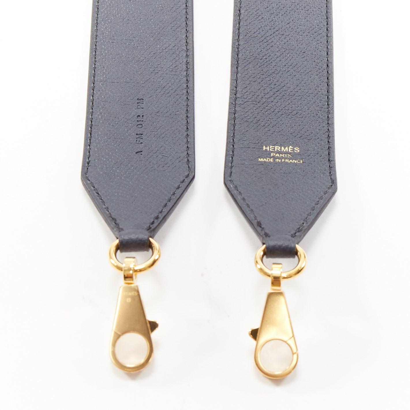 HERMES Sangle 40 orange navy woven leather gold hardware bag strap 1