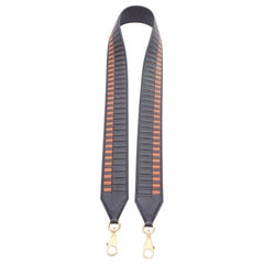HERMES Sangle 40 orange navy woven leather gold hardware bag strap