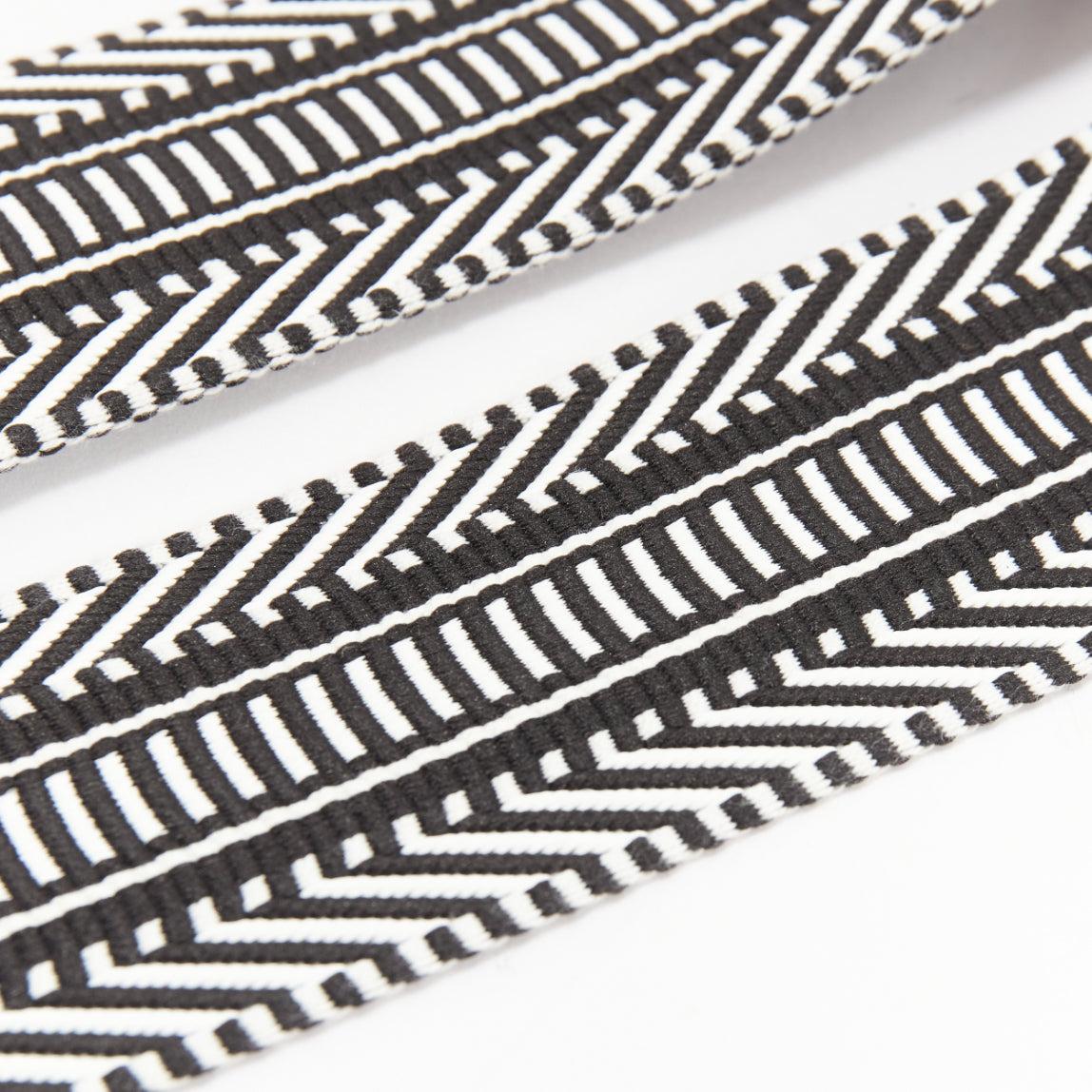 HERMES Sangle 50 black diagonal stripes woven fabric gold hardware long strap For Sale 1