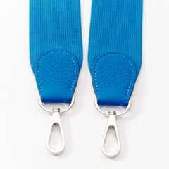 HERMES Sangle 50 blue canvas leather silver hardware wide bag strap
