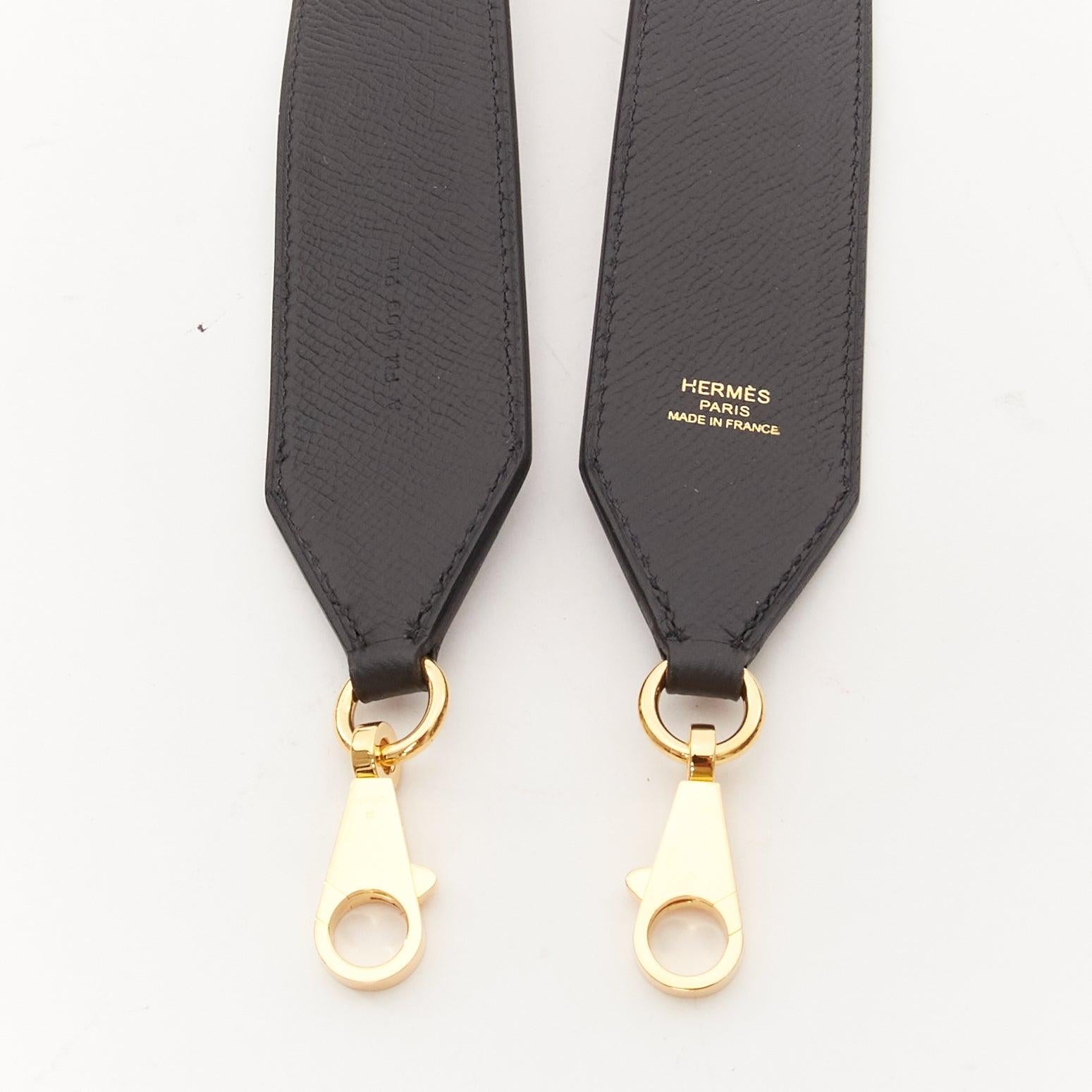 HERMES Sangle Cavale 40 green yellow black woven togo leather gold long strap In Good Condition For Sale In Hong Kong, NT