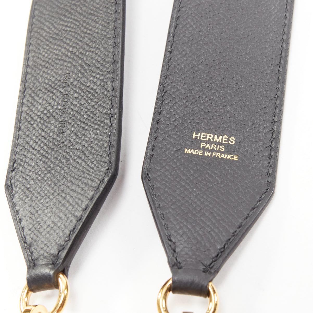 Women's or Men's HERMES Sangle Cavale 40 green yellow black woven togo leather gold long strap For Sale