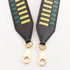 HERMES Sangle Cavale 40 yellow black woven togo leather gold hardware long strap