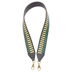 HERMES Sangle Cavale 40 yellow black woven togo leather gold hardware long strap