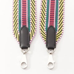 HERMES Sangle Cavale 50 multicolour chevron stripes woven silver bag strap