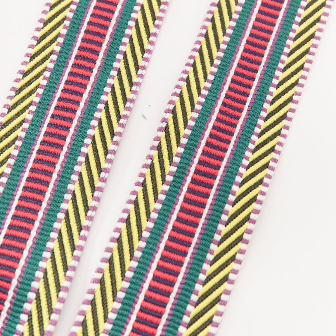 Women's or Men's HERMES Sangle Cavale 50 multicolour chevron stripes woven silver bag strap