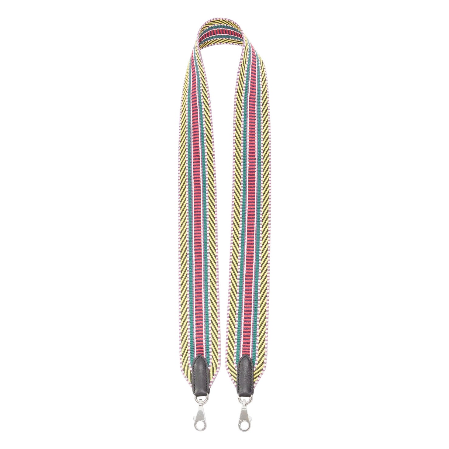 HERMES Sangle Cavale 50 multicolour chevron stripes woven silver bag strap