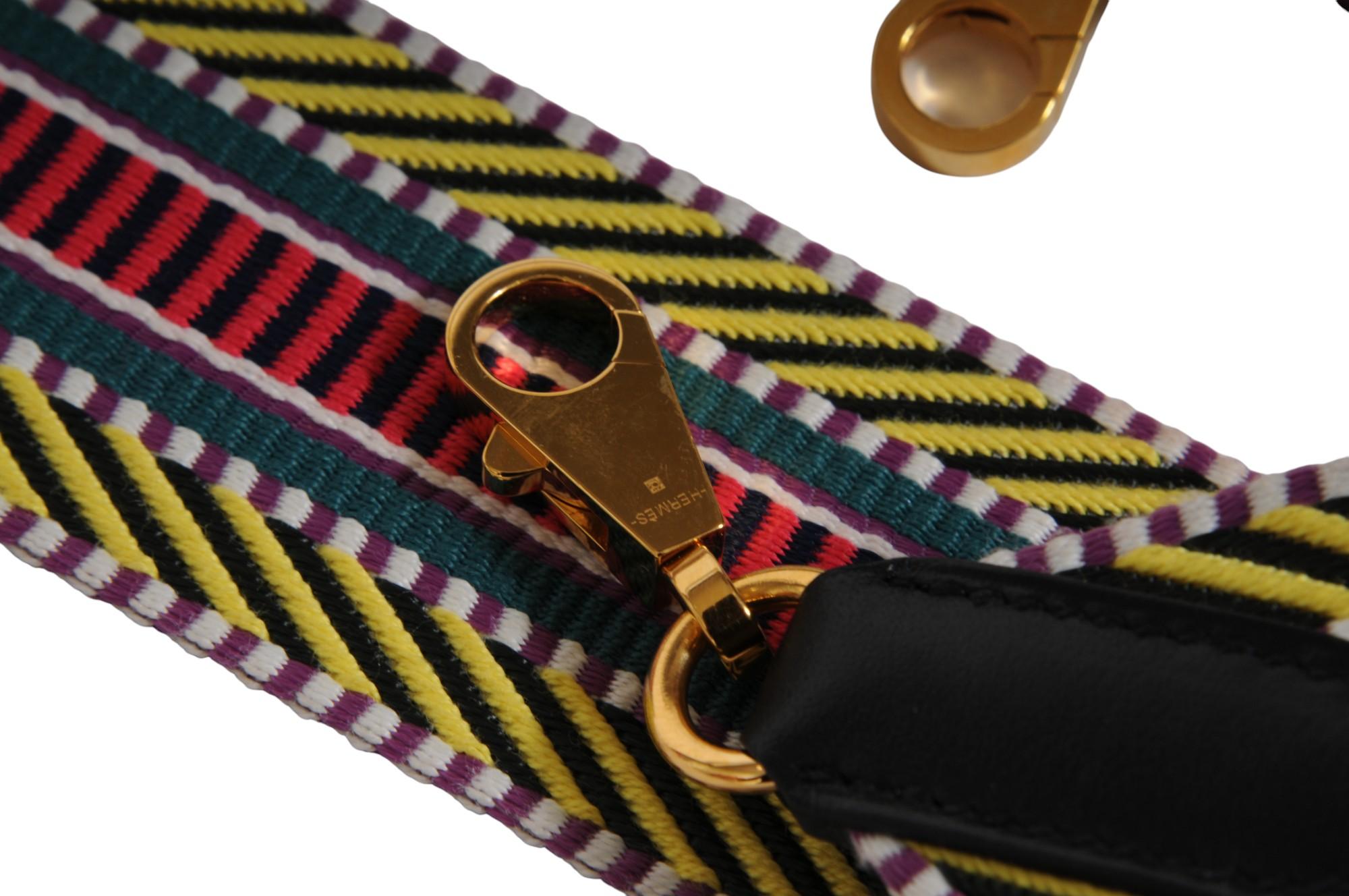 Hermes Sangle Cavale Tasche Schulterriemen Gelb Grün Rot Schwarz Crossbody Travel im Angebot 3