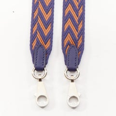 HERMES Sangle Zigzag 25 brown chevron stripes woven silver hardware bag strap