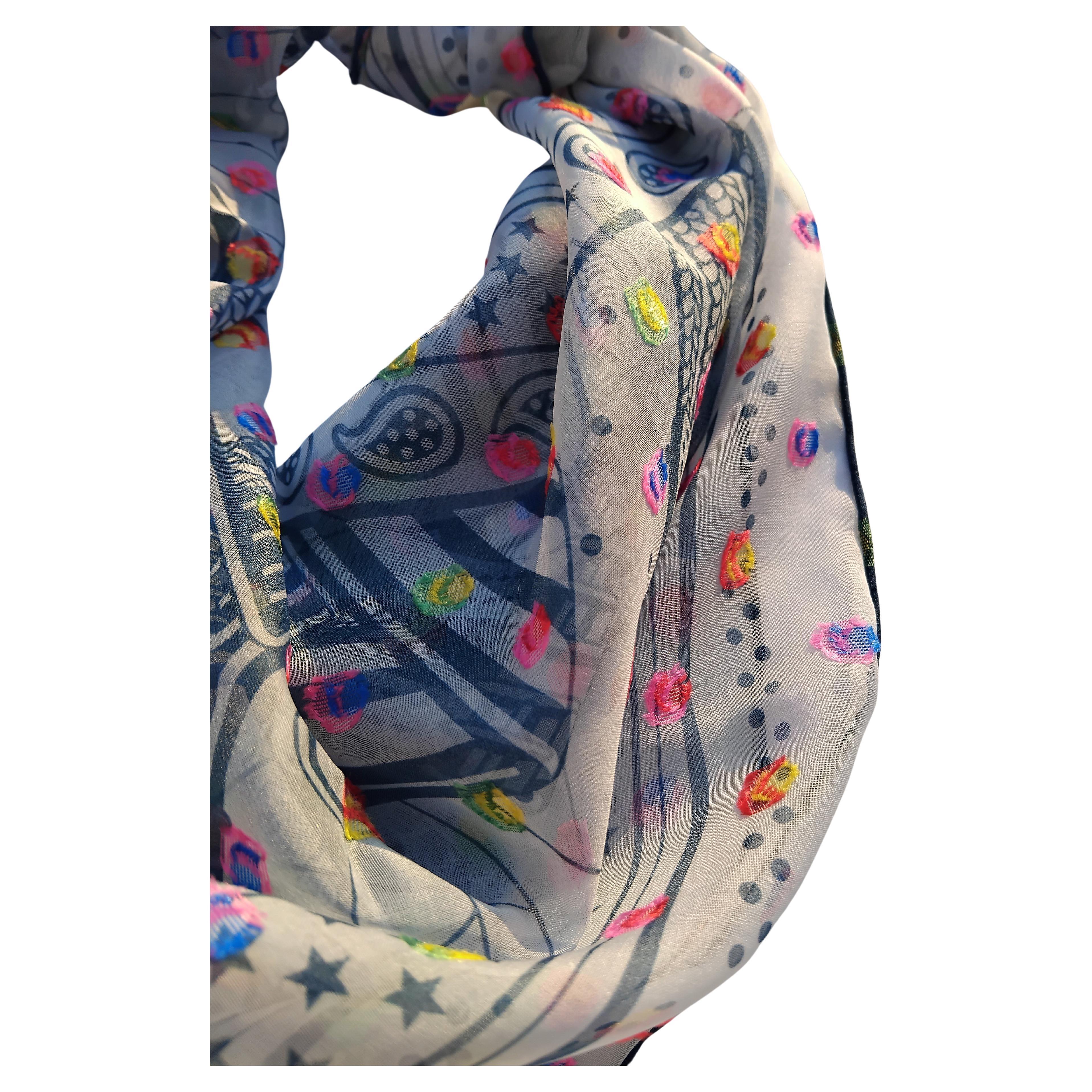 Hermès Sangles Zig Zag à Pois Rainbow Chiffon Silk Scarf Plumetis Jamin 60 cm For Sale 11