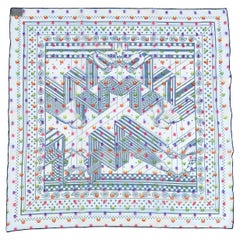 Hermès Sangles Zig Zag à Pois Rainbow Chiffon Silk Scarf Plumetis Jamin 60 cm