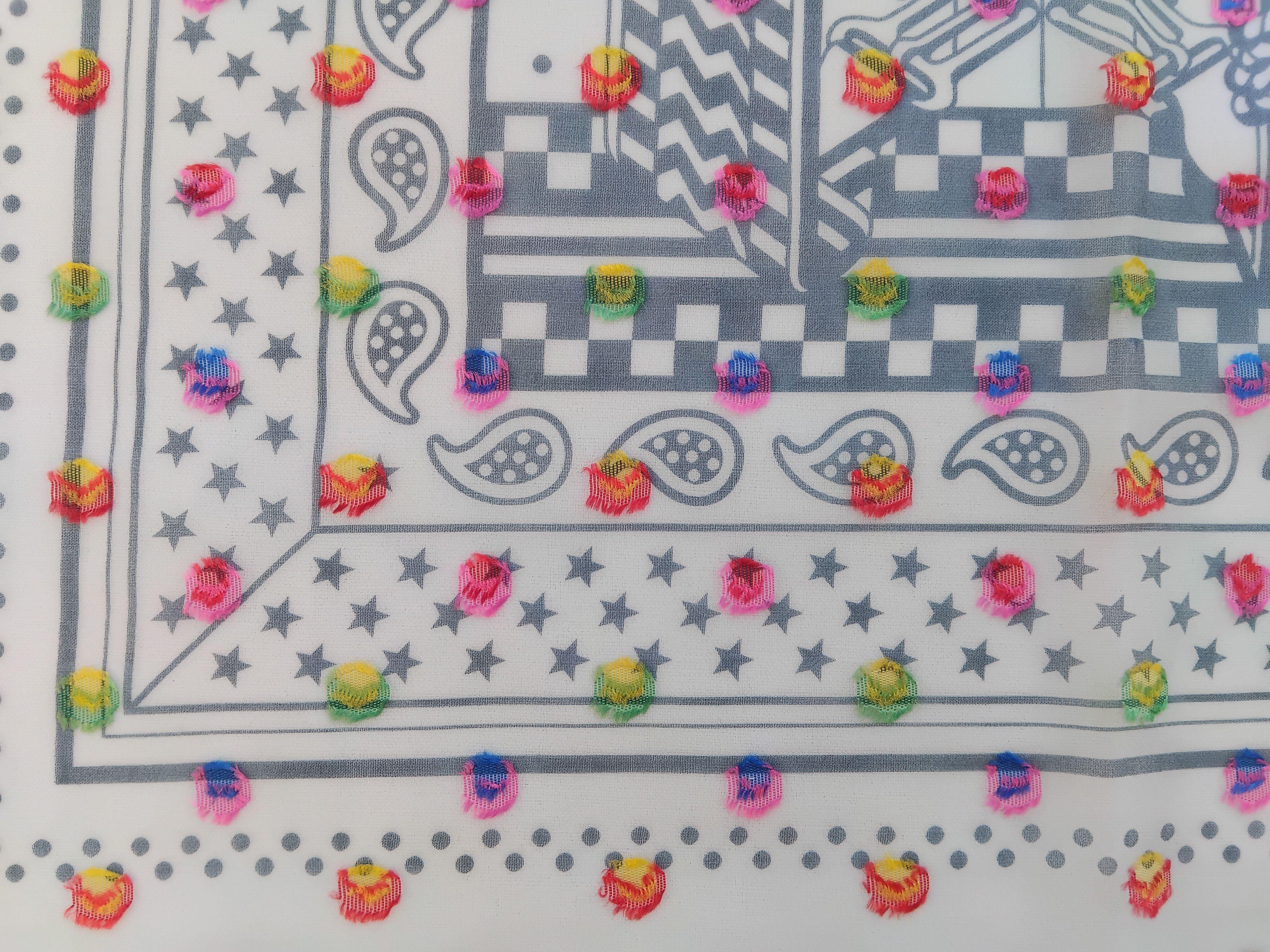 Hermès Sangles Zig Zag à Pois Rainbow Chiffon Silk Scarf Plumetis Jamin 60 cm For Sale 3