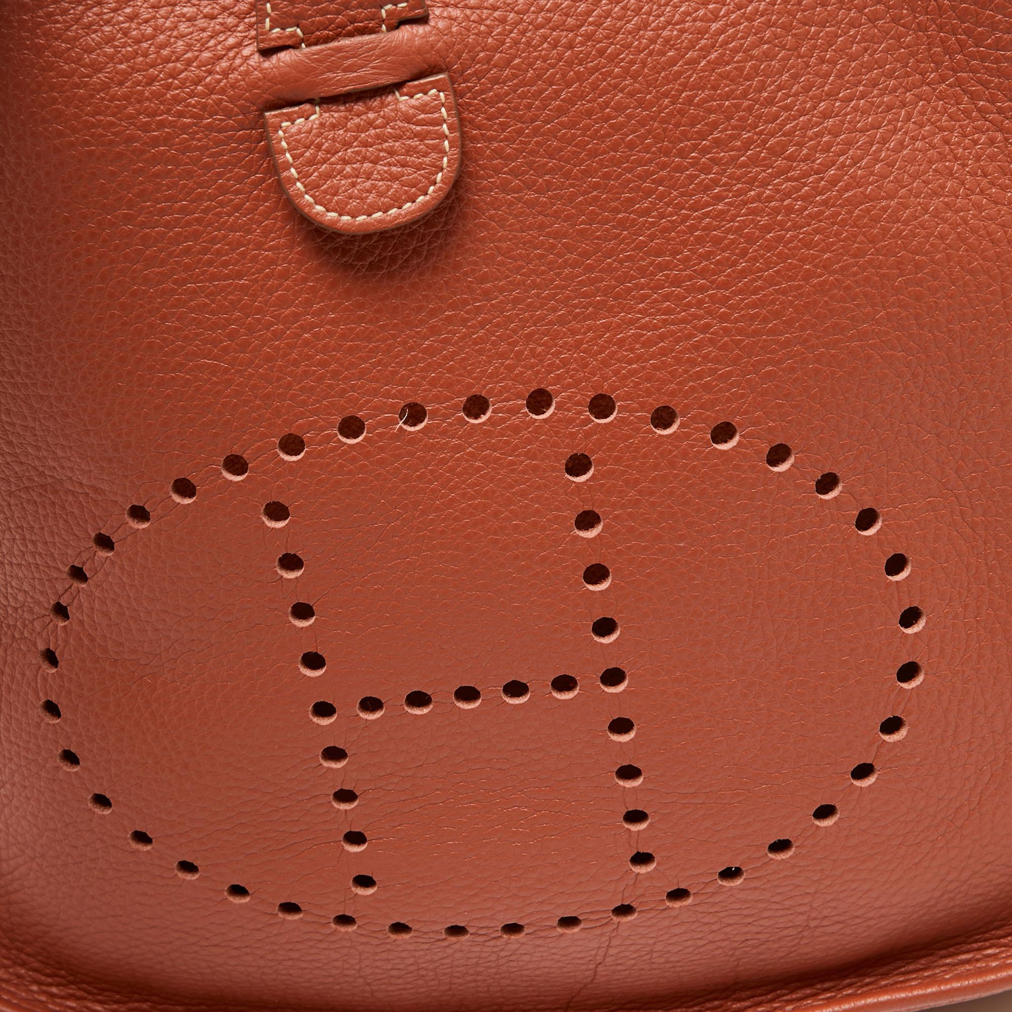 Hermes Sanguine Clemence Leather Evelyne III GM Bag 8