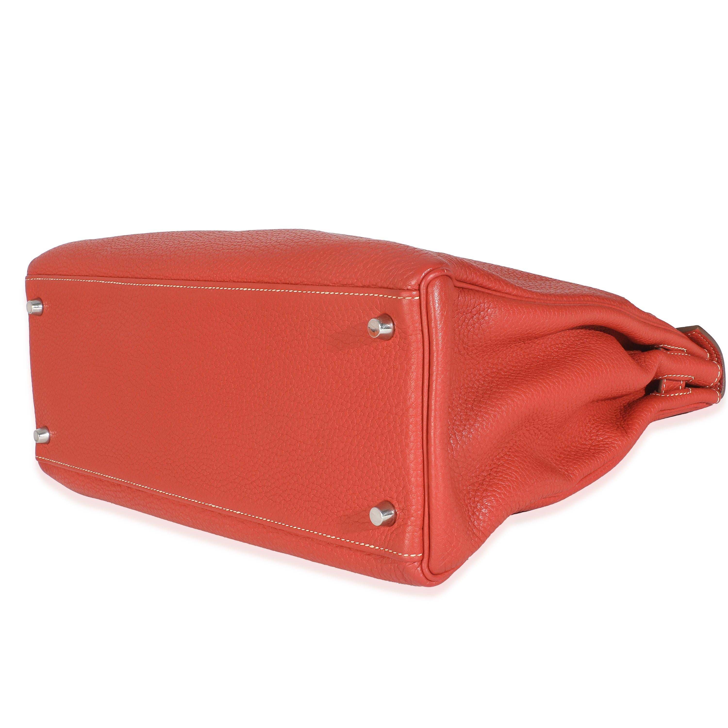 Hermès Sanguine Clemence Retourne Kelly 35 PHW For Sale 1