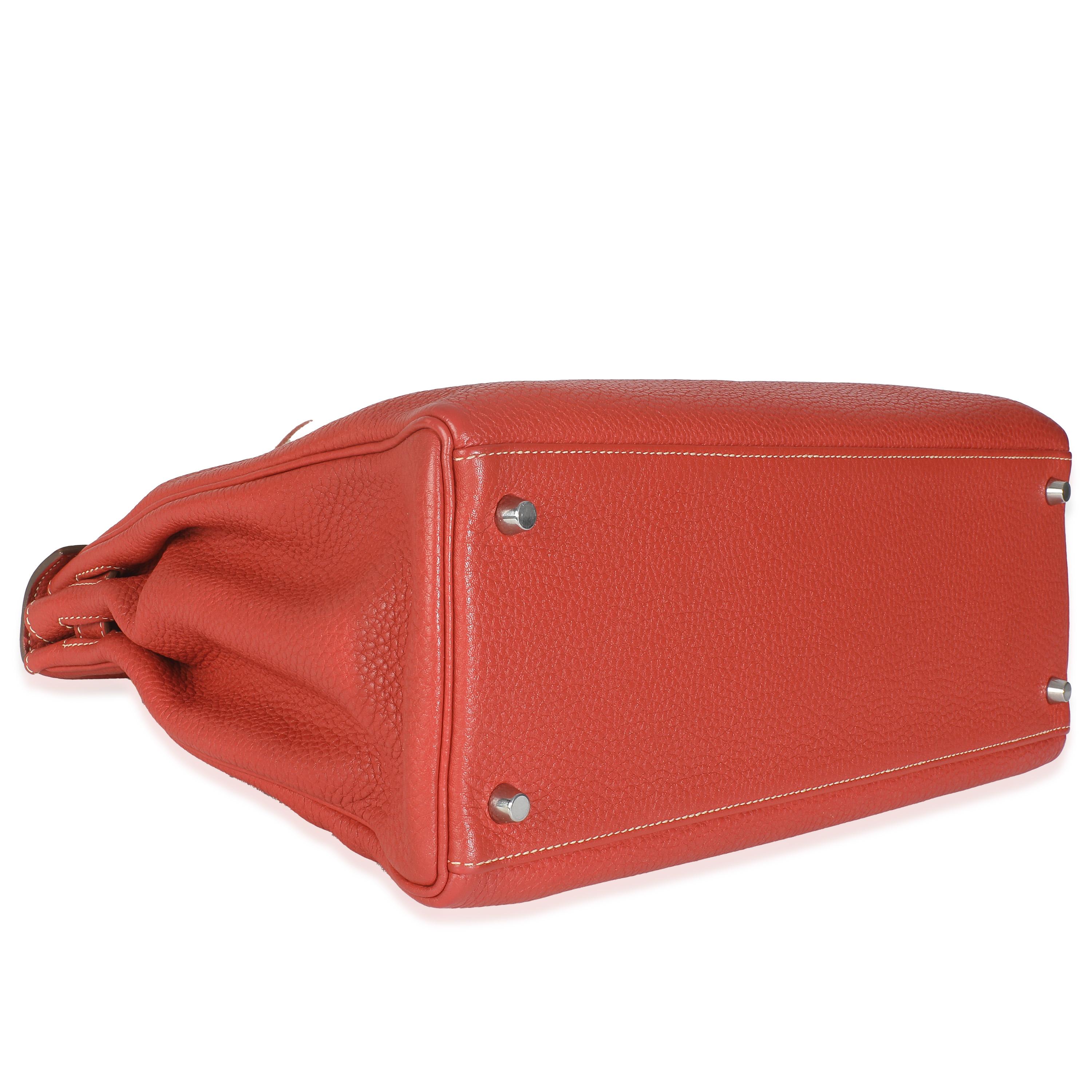 Hermès Sanguine Clemence Retourne Kelly 35 PHW For Sale 3