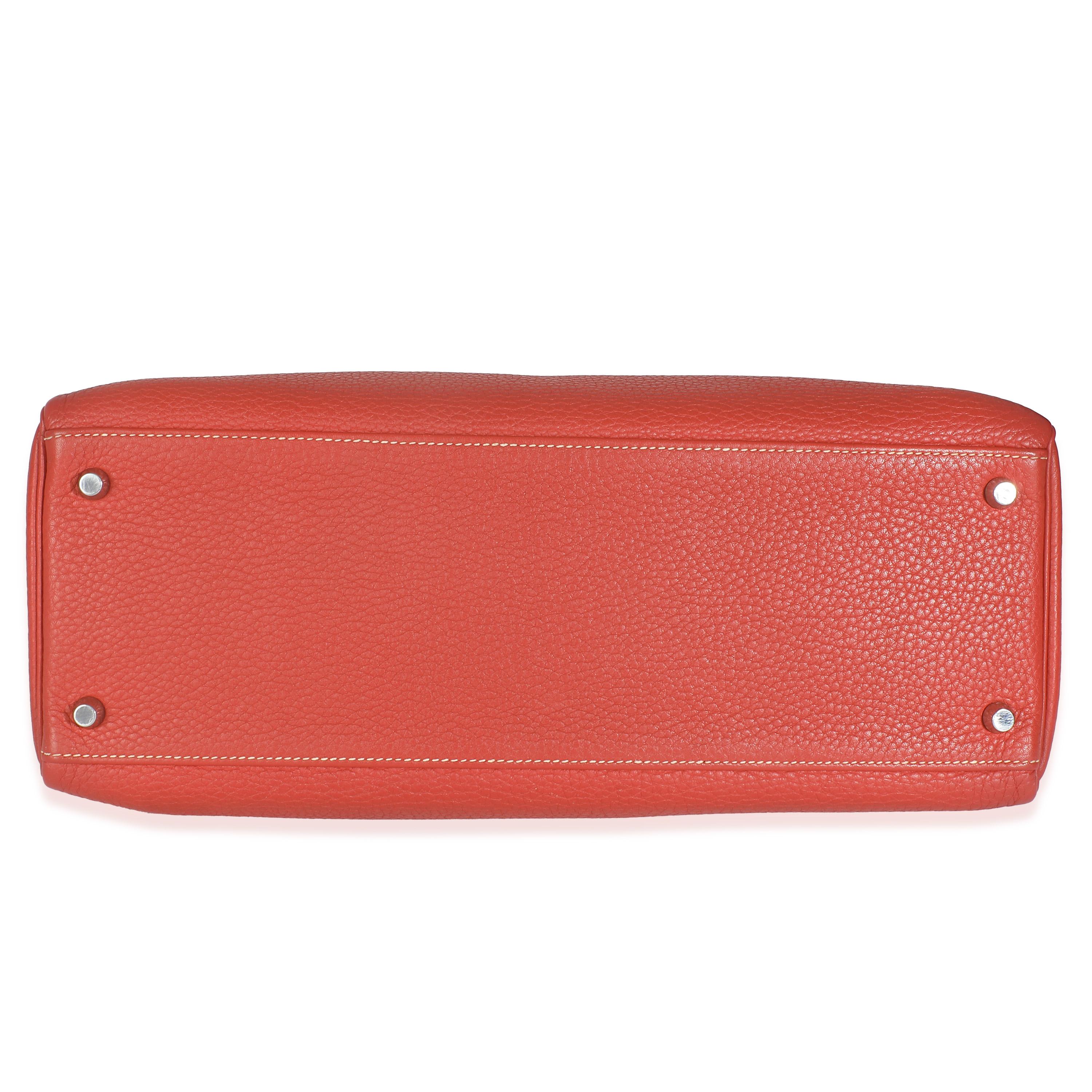 Hermès Sanguine Clemence Retourne Kelly 35 PHW For Sale 4