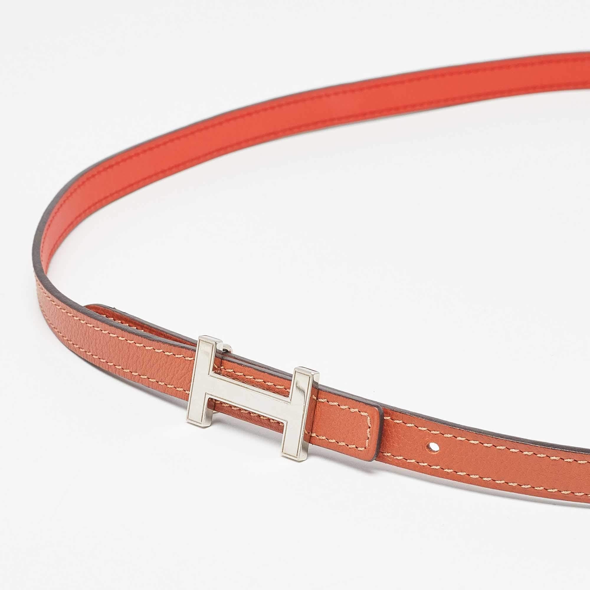 Hermes Sanguine/Fauve Swift and Epsom Leather Focus Belt 95 CM 2