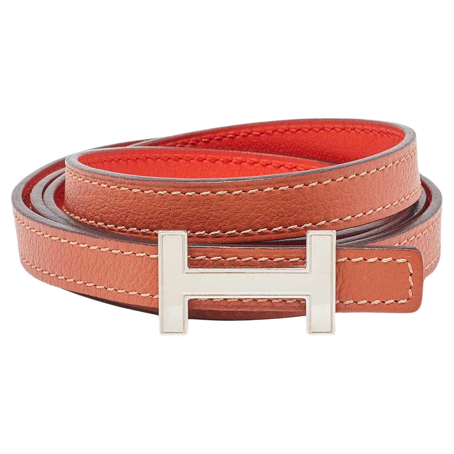 Hermes Sanguine/Fauve Swift and Epsom Leather Focus Belt 95 CM