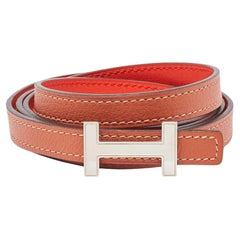 Hermes Sanguine/Fauve Swift and Epsom Leather Focus Belt 95 CM