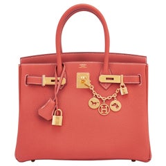 Hermes Sanguine Orange Red 30cm Togo Birkin Bag Gold Z Stamp, 2021