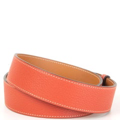 HERMES Sanguine red Clemence leather ETRIVIERE 38mm Belt 90
