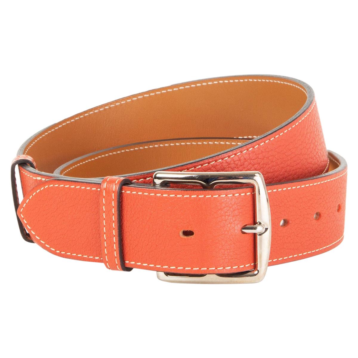 HERMES Sanguine red Clemence leather ETRIVIERE 38mm Belt 90