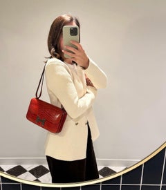 Hermès Sanguine Shiny Porosus Crocodile Leather Constance Elan