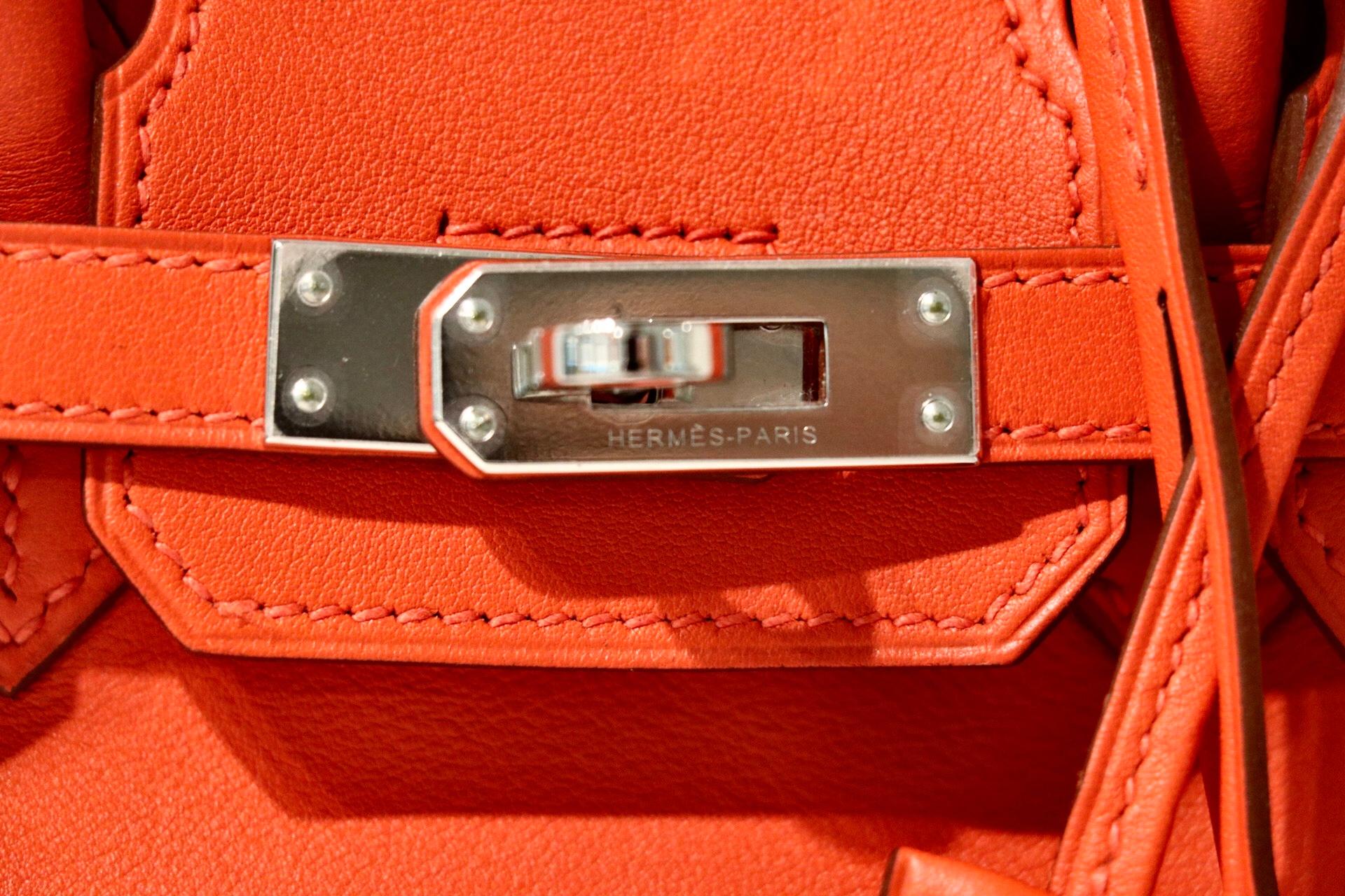 Hermès Sanguine Swift Leather 25 cm Birkin Bag In New Condition In Palm Beach, FL