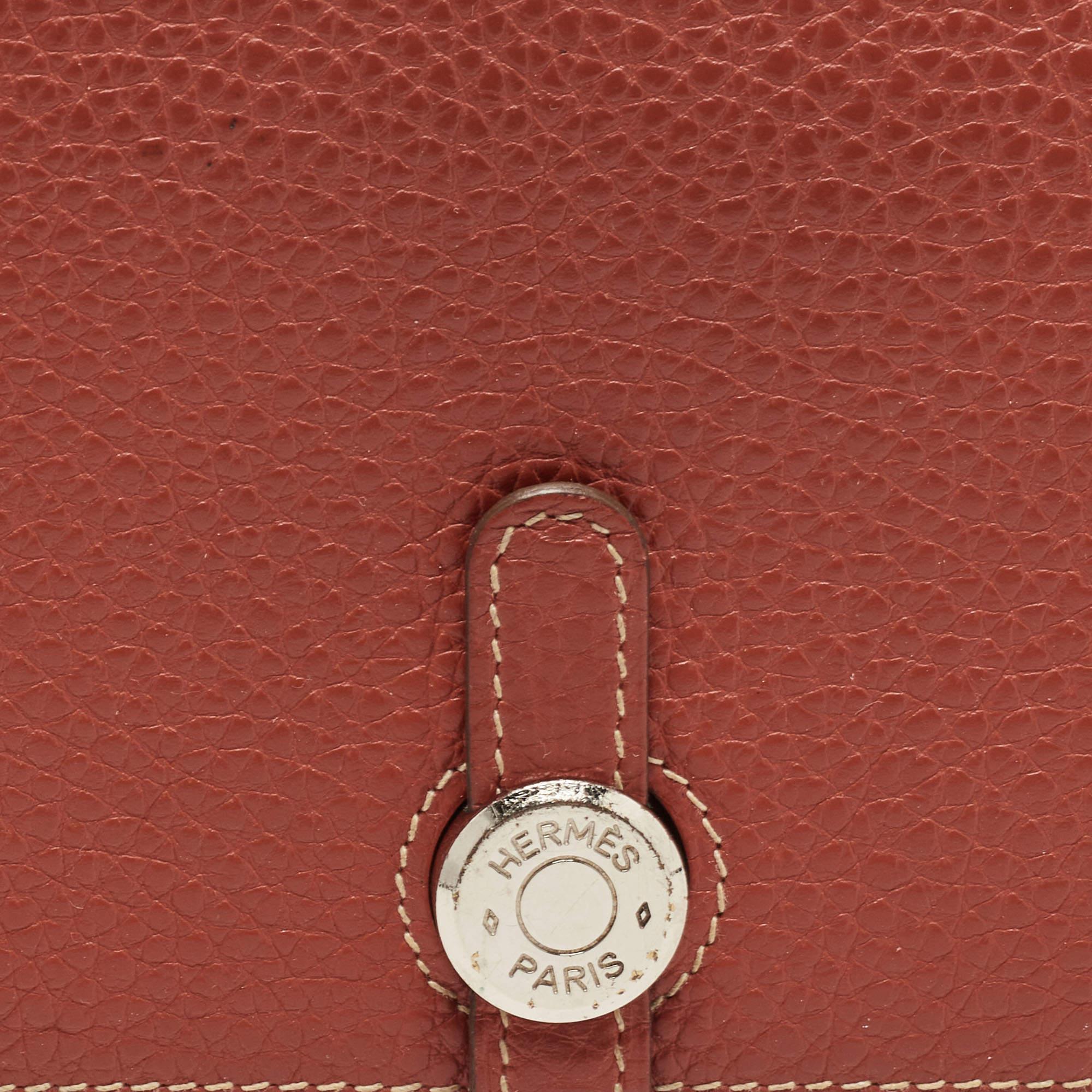 Hermes Sanguine Taurillion Clemence Leather Dogon Wallet 8