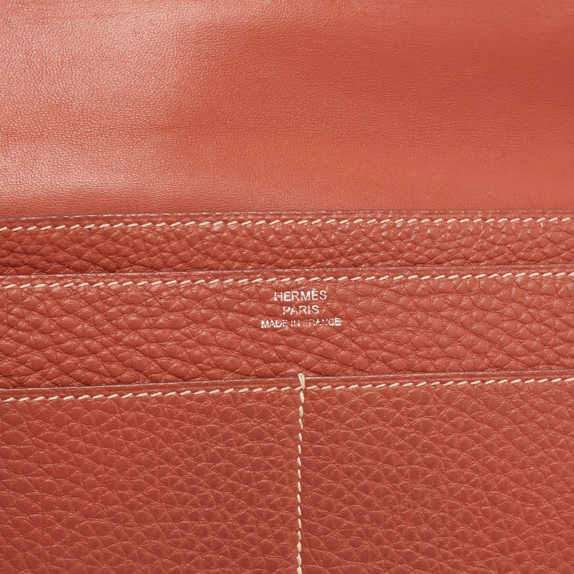 Hermes Sanguine Taurillion Clemence Leather Dogon Wallet 10