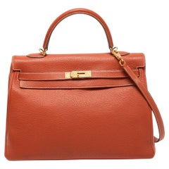 Hermes Sanguine Togo Leather Gold Finish Kelly Retourne 35 Bag