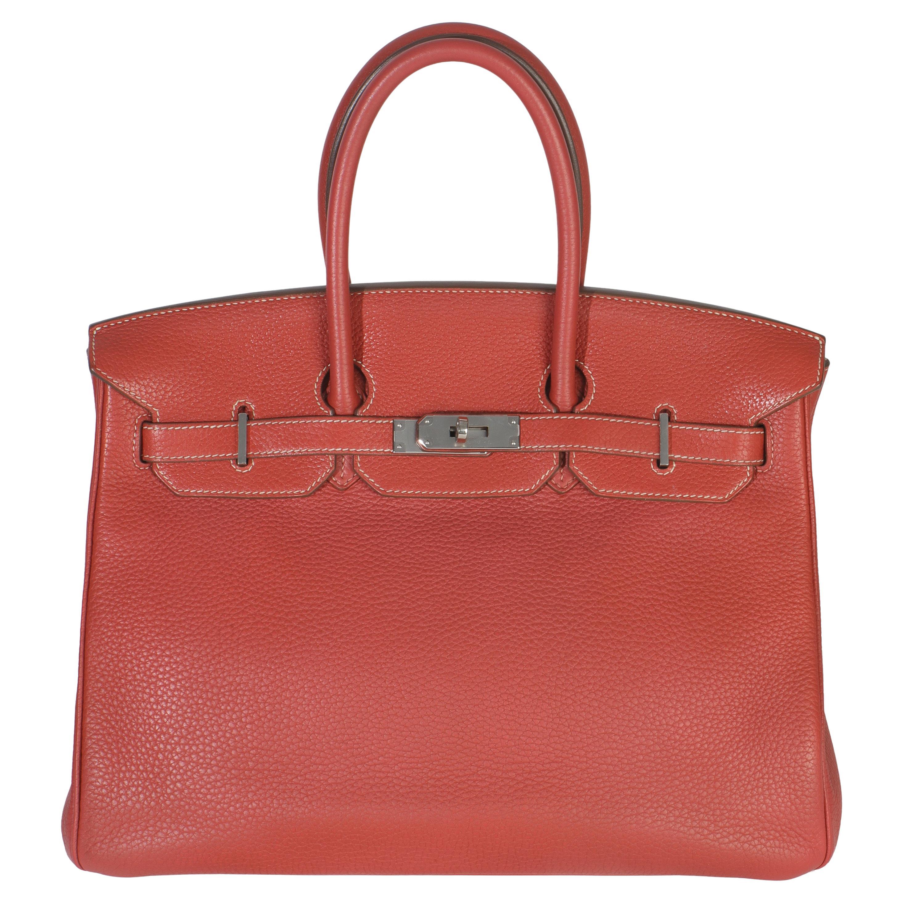 Hermès Sanguine White Clemence Verso Birkin 35 PHW For Sale