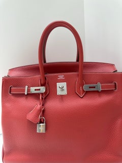 Hermes Sanguine with White Interior Birkin 35 Bag