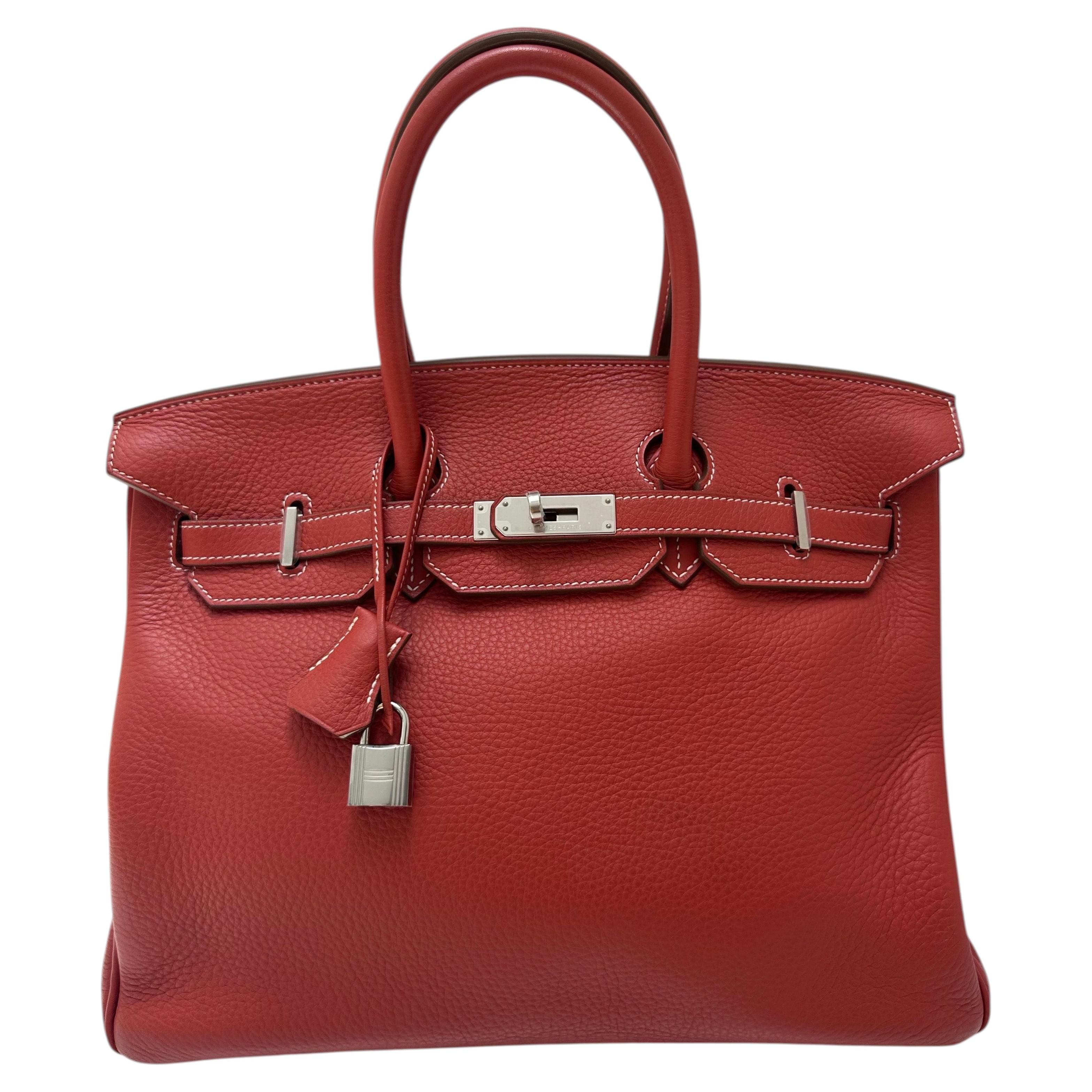 Hermes Sanguine with White Interior Birkin 35 Bag