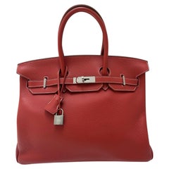 Hermes Sanguine with White Interior Birkin 35 Bag