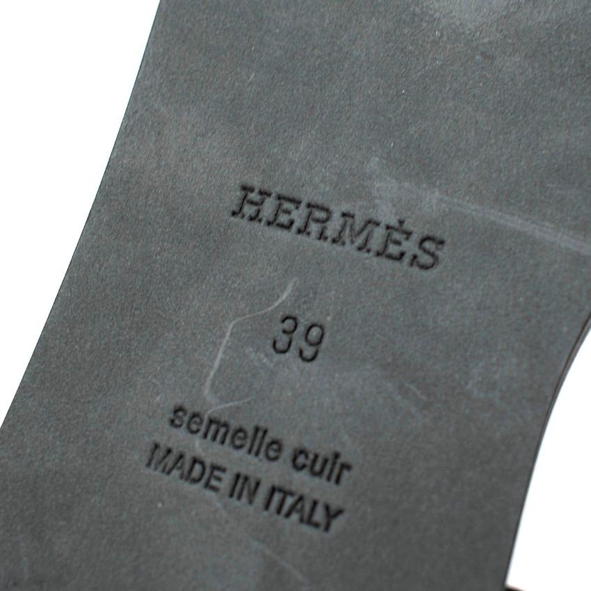Hermes Santorini Black Velour Ankle Strap Flat Sandal 1