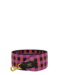 Hermes Saphir/Anemone/Capucine Toile Swift 50mm Maxi Quadrille Bag Strap