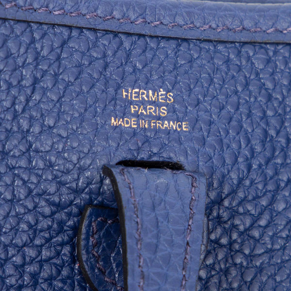 Blue HERMES Saphir blue Maurice leather EVELYNE 16 AMAZONE TMP FLIPPER BALL Bag