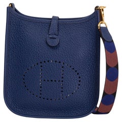 HERMES Saphir blue Maurice leather EVELYNE 16 AMAZONE TMP FLIPPER BALL Bag