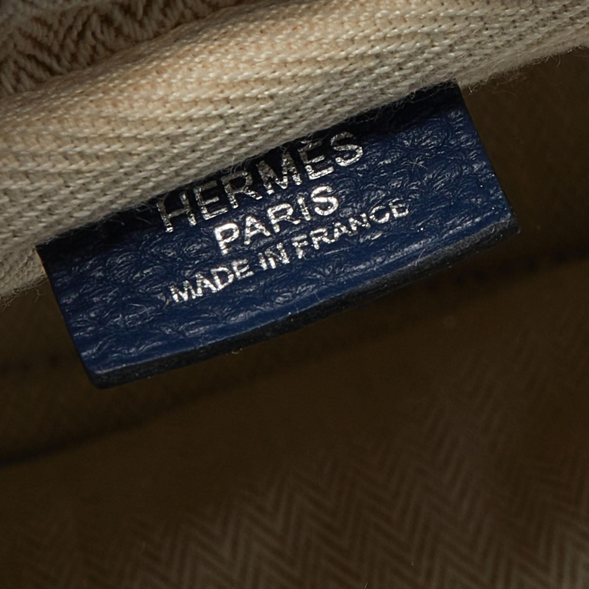 Hermes Saphir/Gris Taurillion Clemence Leather Palladium Plated Victoria II Bag 5