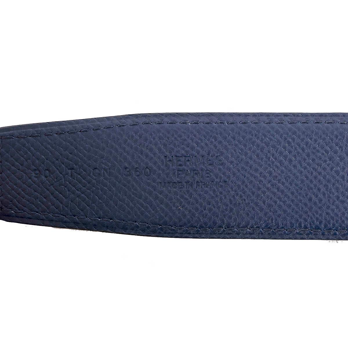 HERMES Saphire blue / black leather IDEM 32mm Reversible Hip Belt 90 4