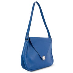 HERMES Saphire blue Fjord leather CHRISTINE GM Shoulder Bag