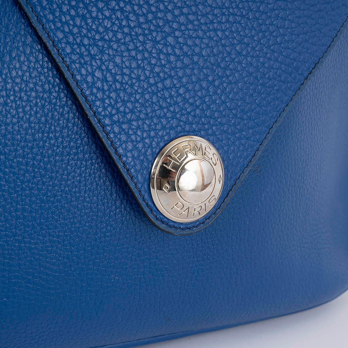HERMES Saphire blue Fjord leather CHRISTINE GM Shoulder Bag 2