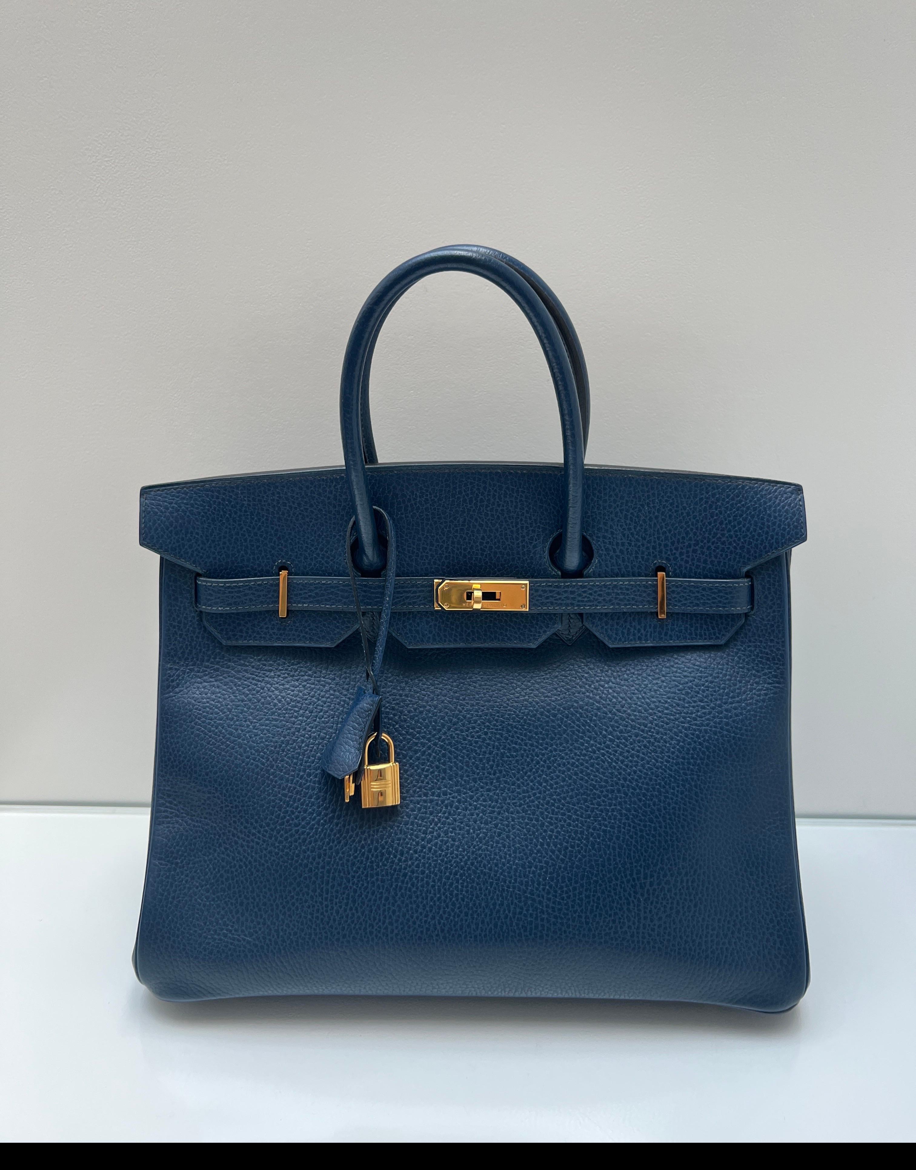 Hermes Sapphire Birkin 35 Bag For Sale 11